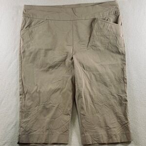 Chico's Pedal Pusher Pants Women's 3 (XL/16) Tan Perfect Stretch Pull On Cropped